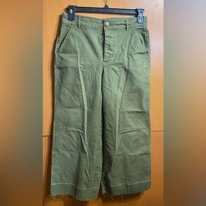 Madewell olive army green high rise button fly wide led pants jeans